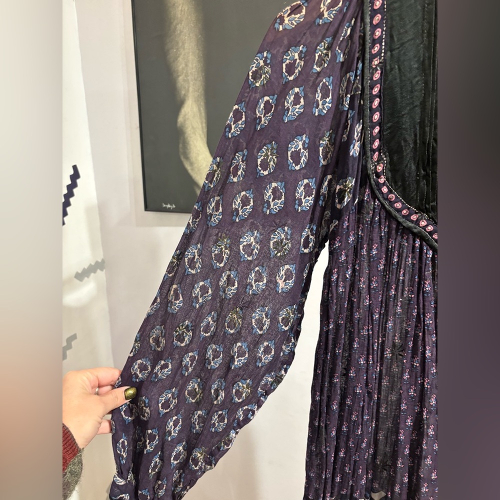 Vintage a Indian Smock Dress in Purple Cotton Gauze size M - Picture 3 of 8